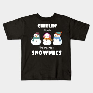 Chillin' With My Kindergarten Snowmies Christmas Kids T-Shirt